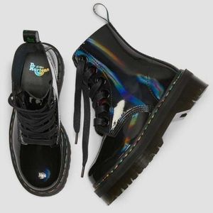 Dr. Martens Boots Molly Rainbow Patent Holo Black Iridescent RARE